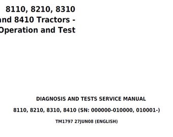 John Deere 8110 8210 8310 and 8410 Tractors Operation and Test Technical Manual TM1797 PDF