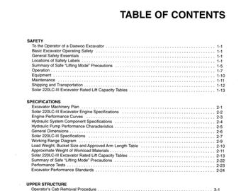 Manuale di assistenza per escavatore Doosan Solar S220LC-3 in formato PDF