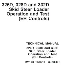Manual técnico de reparación, operación y prueba de los minicargadores John Deere 326D, 328D y 332D (controles EH) TM11438 PDF