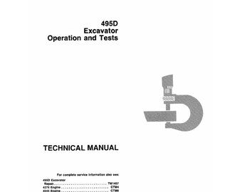 Manual Técnico de Operação e Teste da Escavadeira John Deere 495D TM1456 PDF
