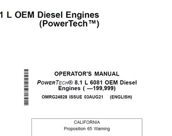Manual de mantenimiento y operación del motor diésel John Deere 8.1L 6081 PowerTech OEM OMRG24828 (PDF)