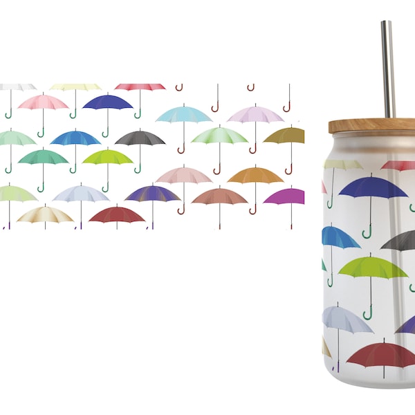 Nice Umbrella Umbrellas 16oz Glass Can Svg Dxf Png Files Digital Download