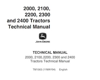 Manual técnico de los tractores John Deere 2000, 2100, 2200, 2300 y 2400 TM1563 PDF
