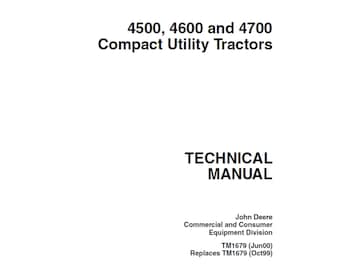 Manual técnico de reparación de tractores utilitarios compactos John Deere 4500, 4600 y 4700 (TM1679) PDF