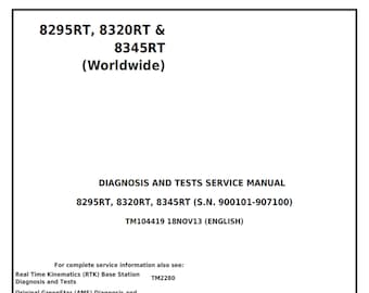 Manual técnico del tractor John Deere 8295RT, 8320RT y 8345RT (Mundial) TM104419 PDF