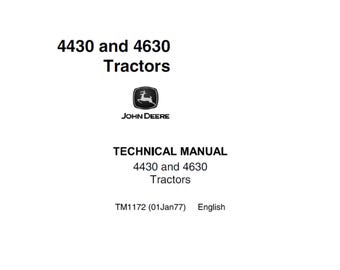 John Deere 4430 4630 Tractors Technical Manual TM1172 PDF
