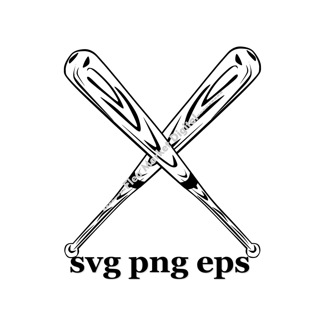 Crossed Baseball Bat Outline SVG PNG EPS Etsy