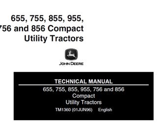 Manual técnico TM1360 PDF dos tratores utilitários compactos John Deere 655, 755, 855, 955, 756 e 856