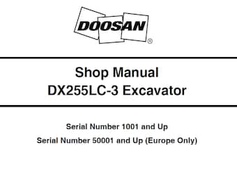 Doosan DX255LC-3 S/N 50001 and Up Service Shop Manual 950106-00374E PDF