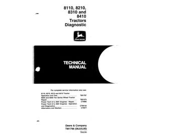 John Deere 8110 8210 8310 8410 Tractor Diagnostics Technical Manual TM1796 PDF 1
