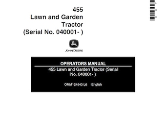 John Deere 455 Lawn and Garden Tractor Maintenance and Operators Manual OMM124543 L6 PDF 2