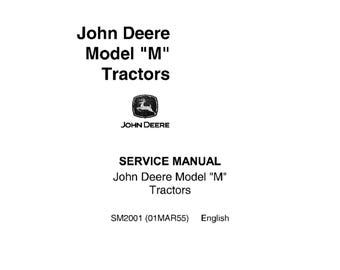 John Deere M Tractors Service Manual SM2001 PDF