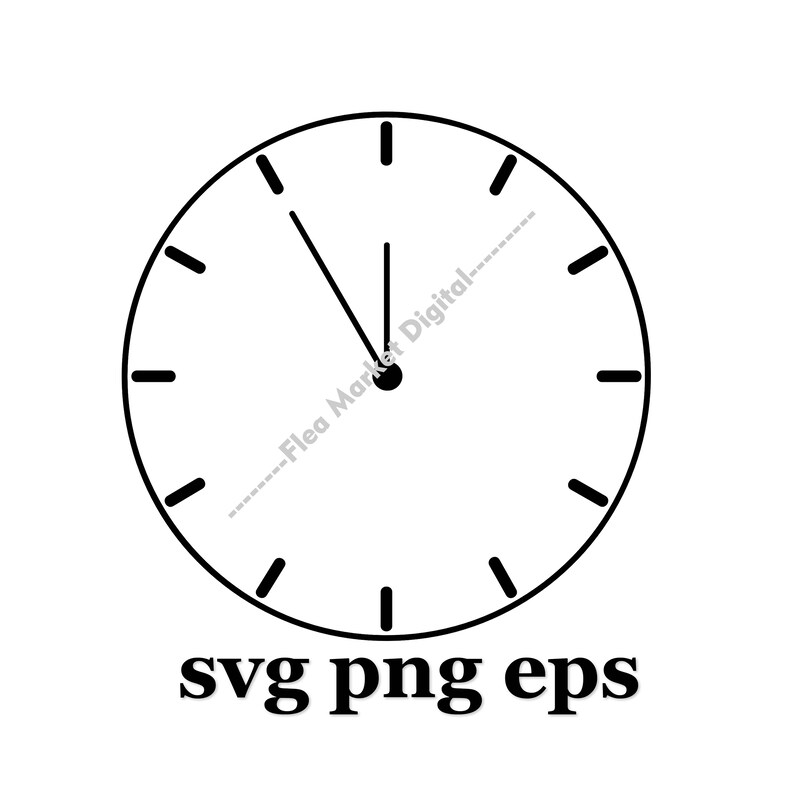 Modern Wall Clock Face SVG PNG EPS Clipart Etsy