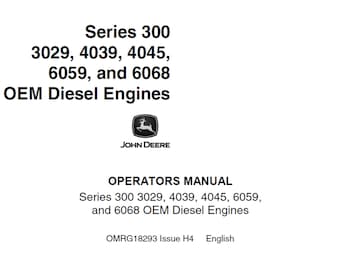 Instrukcja obsługi i konserwacji silników wysokoprężnych OEM John Deere Series 300 3029 4039 4045 6059 6068 OMRG18293 PDF