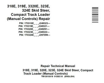 John Deere 318E 319E 320E 323E 324E Loaders Repair Technical Manual TM13010X19PDF