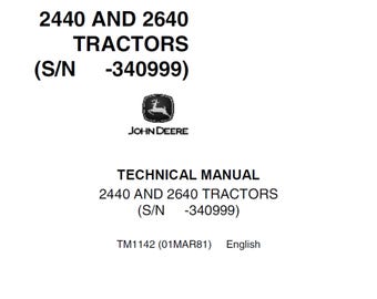 John Deere 2440 and 2640 Tractor Technical Manual TM1142 PDF