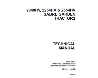 John Deere 2048HAV 2254AV 2554AV Sabre Yard Traktoren Reparatur Technisches Handbuch TM1741 PDF