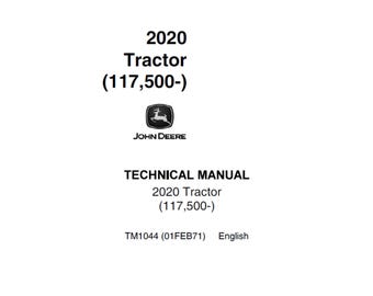 John Deere 2020 Traktorreparations Teknisk Manual TM1044 PDF