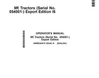 John Deere 9R Tractor Maintenance and Operators Manual OMRE584619 PDF 9