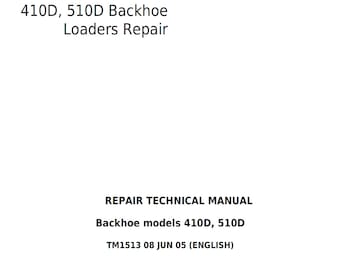 Manual Técnico de Reparo da Retroescavadeira John Deere 410D 510D TM1513 PDF