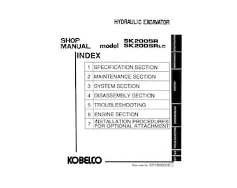 Kobelco SK200SR und SK200SRLC Hydraulische Bagger Veröffentlichung S5YB0002E-01 Werkstatt-Service-Handbuch PDF