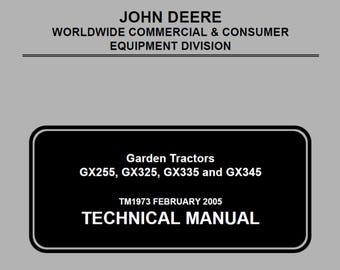 Manual técnico de reparo de tratores de jardim John Deere GX255, GX325, GX335 e GX345 TM1973 PDF