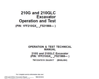 Manual de prueba de funcionamiento de la excavadora John Deere 210G 210GLC TM13347X19 PDF