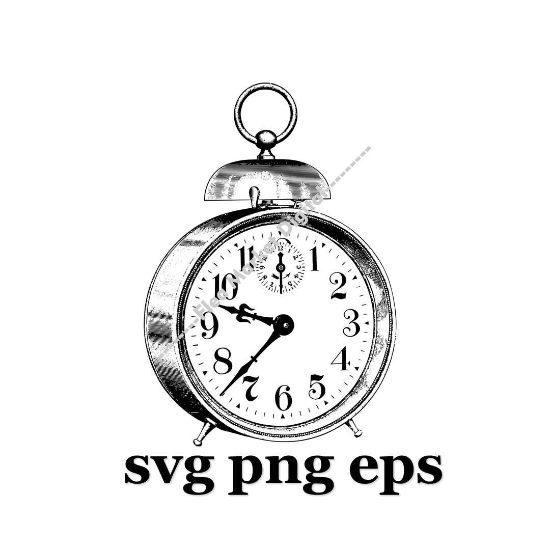 Vintage Alarm Clock SVG PNG EPS Clipart Etsy