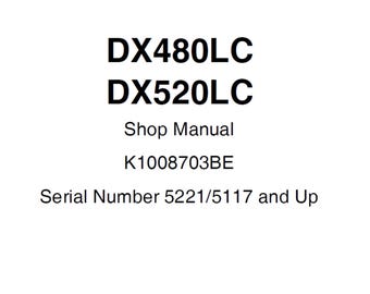 Doosan DX480LC och DX520LC grävmaskin serienummer 5221/5117 och senare verkstadsmanual K1008703BE PDF 1