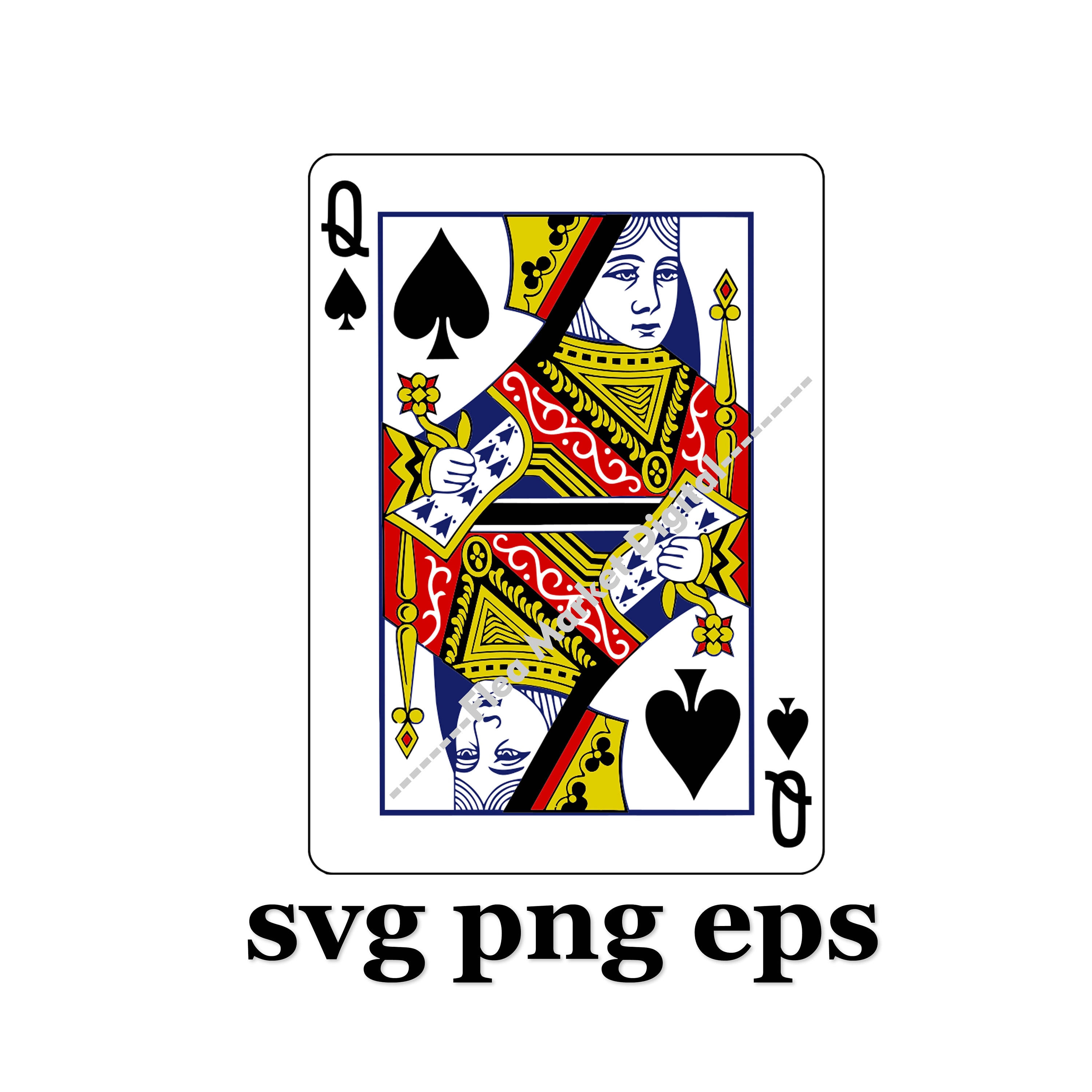 Poker Cards Queen of Spades SVG PNG EPS Clipart Logo 18 Etsy