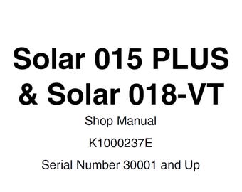 Manual de servicio de excavadoras Doosan Solar 015 Plus y Solar 018-VT N.° de serie 30001 y posteriores K1000237E PDF