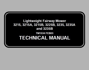 Manual técnico TM1534 (PDF) para cortacéspedes ligeros John Deere 3215, 3215A, 3215B, 3225B, 3235, 3235A y 3235B para calles de césped.