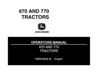 John Deere 670 und 770 Traktor Wartungs- und Bedienungsanleitung OMM79606 PDF