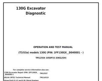 John Deere 130G grävmaskin diagnostisk teknisk manual TM12554 PDF