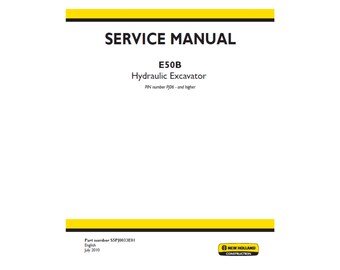 Manual de servicio y taller en PDF para la excavadora hidráulica New Holland E50B, número de pieza S5PJ0033E01