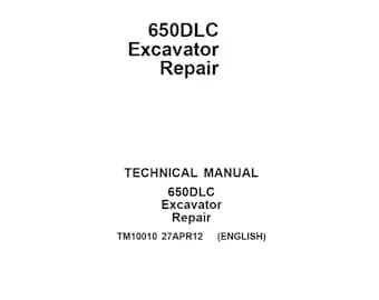 John Deere 650DLC Excavator Repair Technical Manual TM10010 PDF