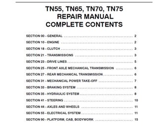 New Holland TN55 TN65 TN70 und TN75 Traktor Veröffentlichungsnummer 87034092 Werkstatt-Service-Handbuch PDF