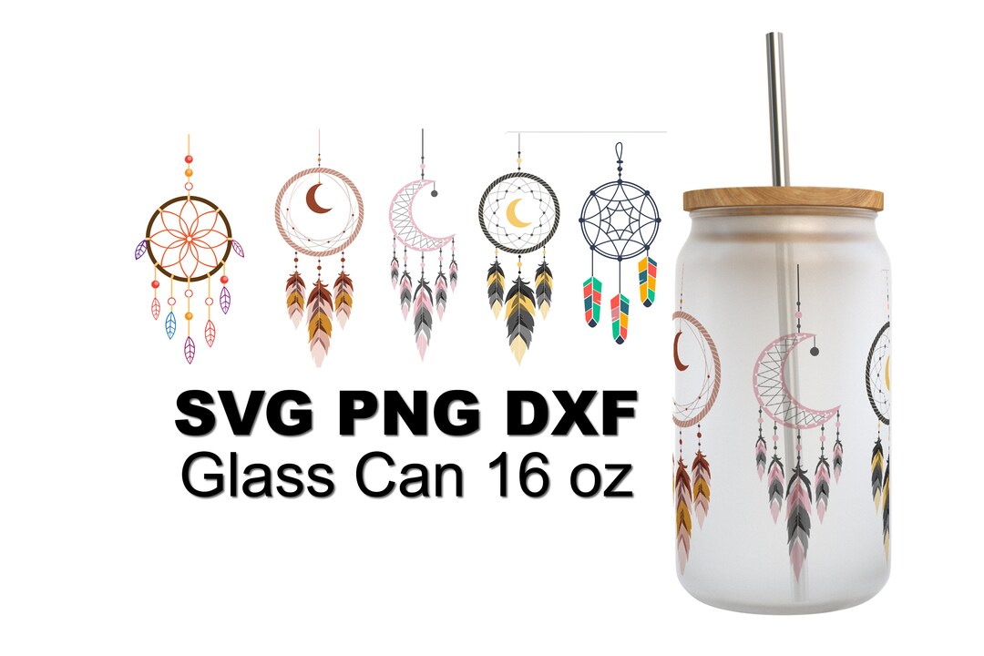 Boho Dreamcatcher 16oz Glass Can Svg Dxf Png Files Digital Download - Etsy