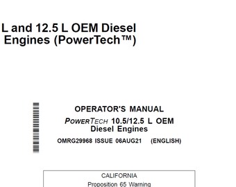 Instrukcja obsługi i konserwacji silników wysokoprężnych John Deere PowerTech 10,5 i 12,5 l OEM OMRG29968 PDF