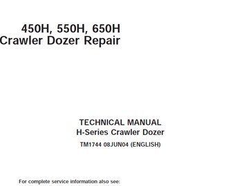 John Deere 450H 550H 650H Crawler Dozer Repair Technical Manual TM1744 PDF