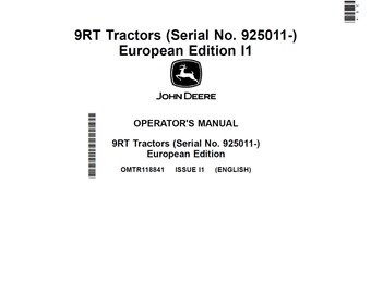 John Deere 9RT Tractor Maintenance and Operators Manual OMTR118841 PDF 17