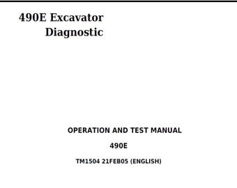 John Deere 490E Excavator Diagnostic Operation and Test Technical Manual TM1504 PDF
