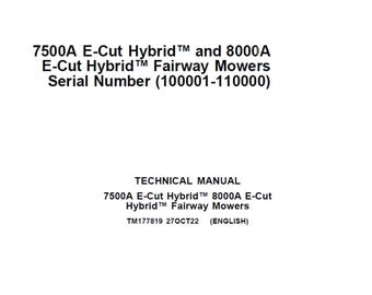 John Deere 7500A and 8000A E-Cut Hybrid Fairway Mowers Technical Manual TM177819 PDF 1