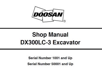 Manuale di officina per escavatore Doosan DX300LC-3 S/N 1001 e successivi e 50001 e successivi 950106-00215E Manuale PDF