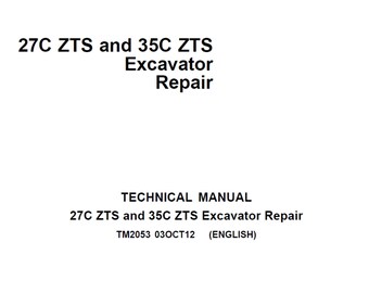 John Deere 27C ZTS och 35C ZTS grävmaskinens drift och tester Teknisk manual TM2053 PDF