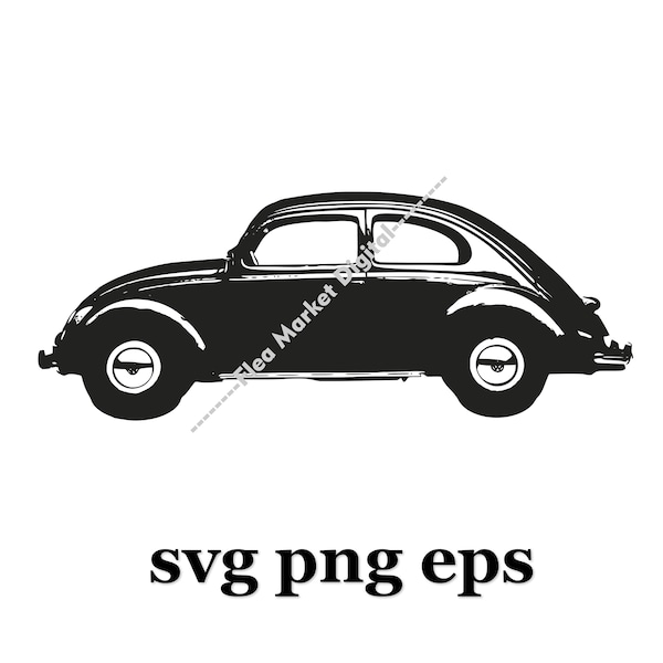 Vintage VW Volkswagen Beetle Fusca Car SVG PNG EPs