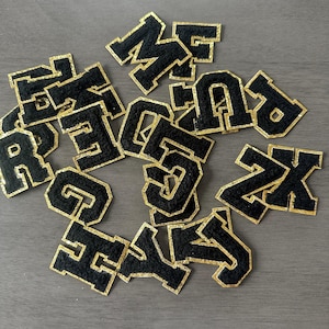 Black and Gold Self Adhesive Chenille Letters