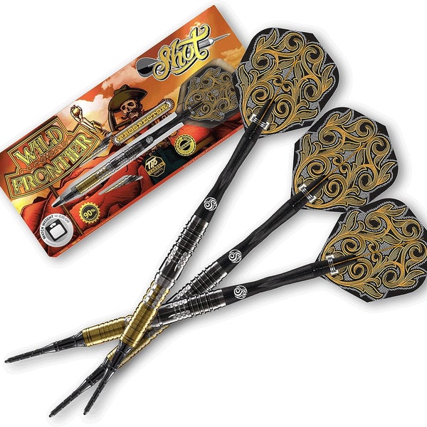 Darts Wild Frontier Prospector-Soft Tip Dart Set-Back Weighted-90% Tungsten Barrels (18)