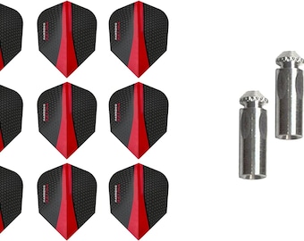 3 Sets of  Retina Standard Dart Flights plus 1 Set of 3 Aluminum Dart Flight Protectors (Red)