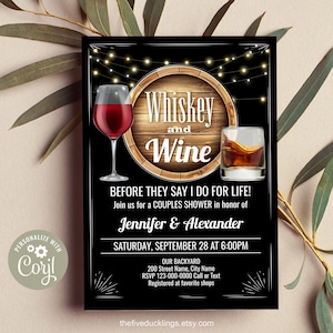 Whiskey & Wine Couples Shower Invitation: Editable Corjl Template (Digital Download) A144